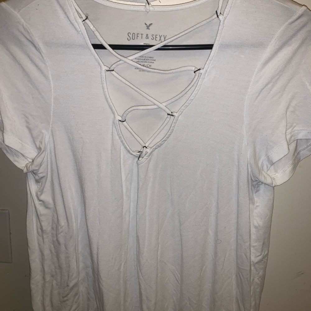 American eagle white short sleeve shirt